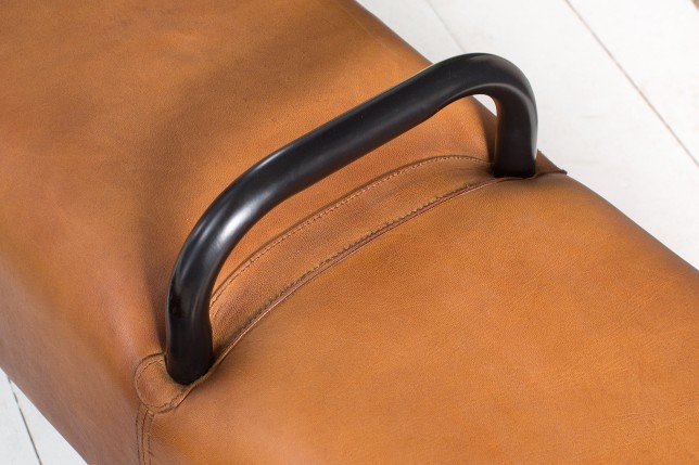 Banc BOCK 134cm cuir véritable brun clair - Bois massif