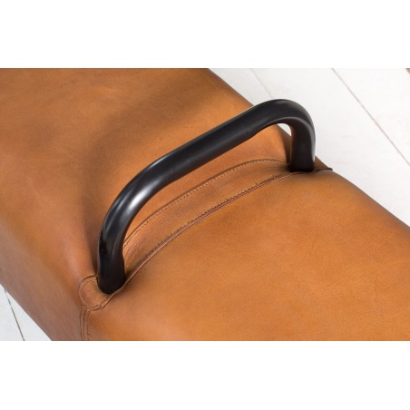 Banc BOCK 134cm cuir véritable brun clair - Bois massif