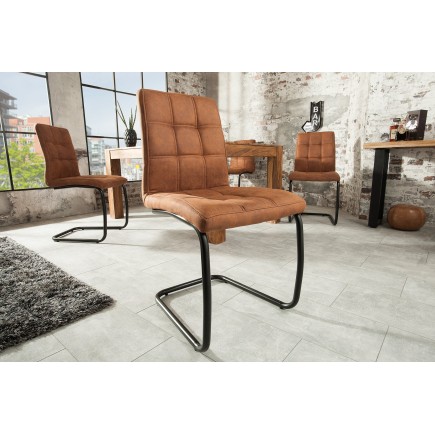 Chaise cantilever MODENA microfibre marron clair - Lot de 2