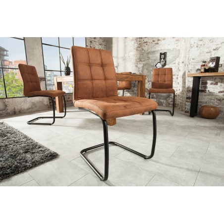 Chaise cantilever MODENA microfibre marron clair - Lot de 2