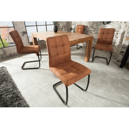 Chaise cantilever MODENA microfibre marron clair - Lot de 2 2