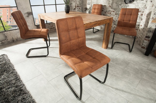 Chaise cantilever MODENA microfibre marron clair - Lot de 2