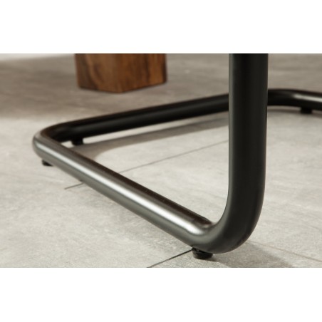 Chaise cantilever MODENA microfibre marron clair - Lot de 2