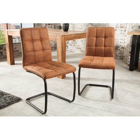 Chaise cantilever MODENA microfibre marron clair - Lot de 2