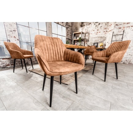 Chaise TURIN accoudoirs microfibre marron vintage - lot 2