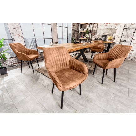 Chaise TURIN accoudoirs microfibre marron vintage - lot 2 2