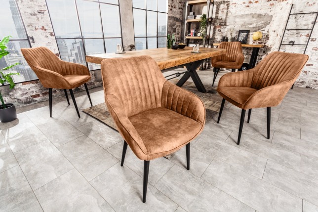 Chaise TURIN accoudoirs microfibre marron vintage - lot 2