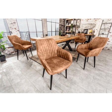 Chaise TURIN accoudoirs microfibre marron vintage - lot 2