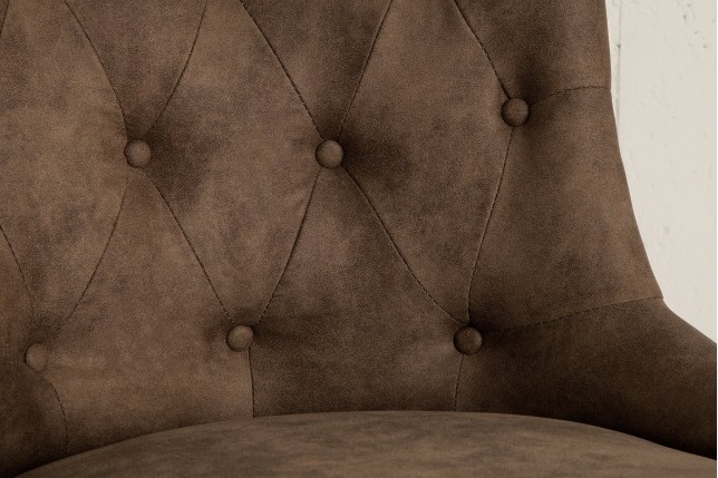 Chaise de bureau VICTORIAN Chesterfield marron - microfibre