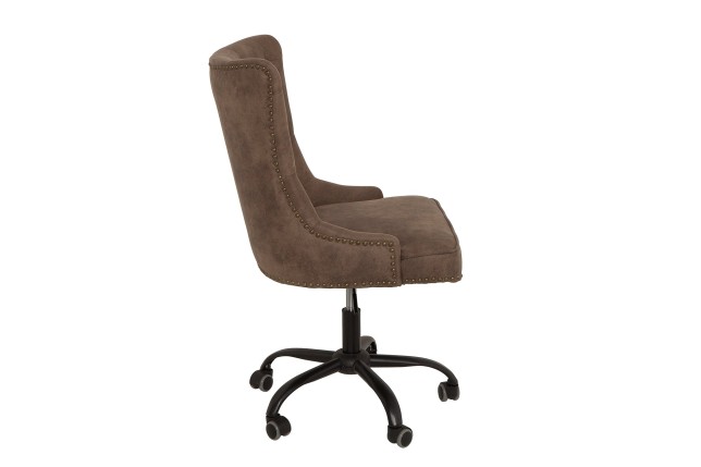 Chaise de bureau VICTORIAN Chesterfield marron - microfibre