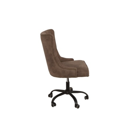 Chaise de bureau VICTORIAN Chesterfield marron - microfibre