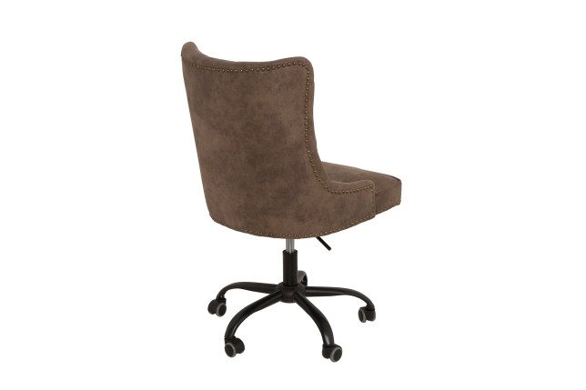 Chaise de bureau VICTORIAN Chesterfield marron - microfibre