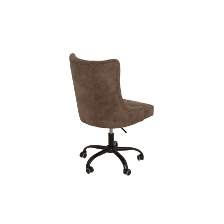 Chaise de bureau VICTORIAN Chesterfield marron - microfibre