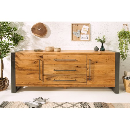 Buffet bas THOR 200cm chêne sauvage style industriel