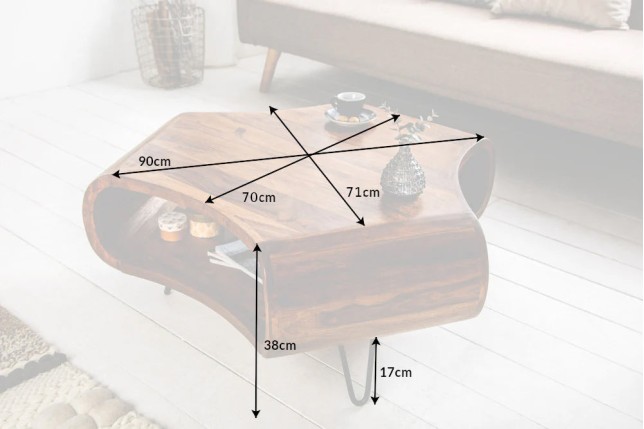 Table basse ORGANIC LIVING 90cm sheesham massif