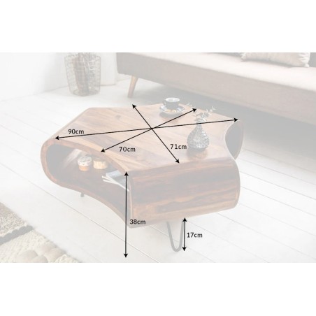 Table basse ORGANIC LIVING 90cm sheesham massif