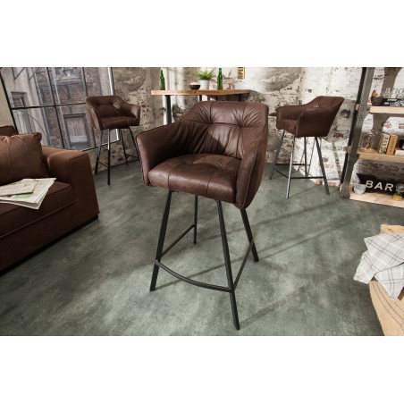 Chaise de bar LOFT accoudoirs microfibre brun ancien