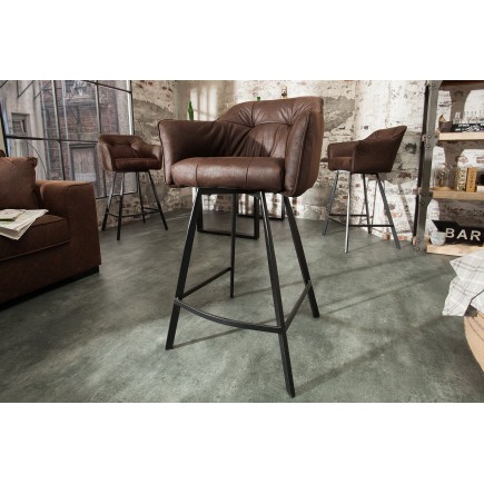 Chaise de bar LOFT accoudoirs microfibre brun ancien 2
