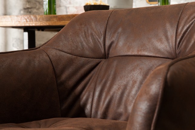Chaise de bar LOFT accoudoirs microfibre brun ancien