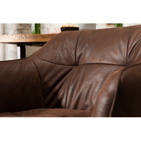 Chaise de bar LOFT accoudoirs microfibre brun ancien