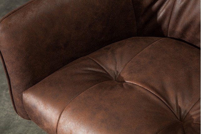 Chaise de bar LOFT accoudoirs microfibre brun ancien