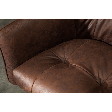 Chaise de bar LOFT accoudoirs microfibre brun ancien