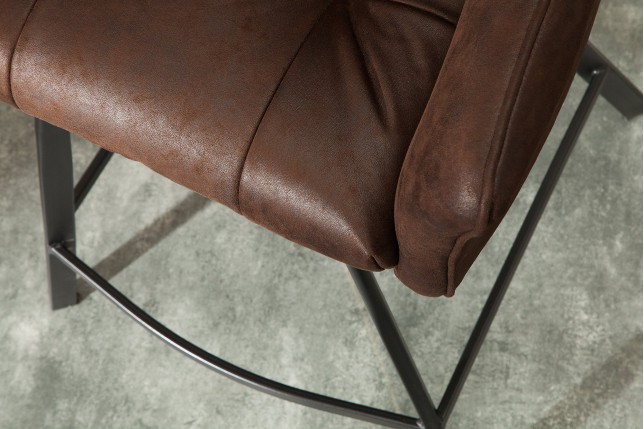 Chaise de bar LOFT accoudoirs microfibre brun ancien