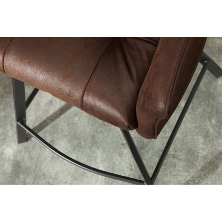 Chaise de bar LOFT accoudoirs microfibre brun ancien