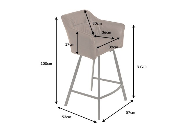 Chaise de bar LOFT accoudoirs microfibre brun ancien