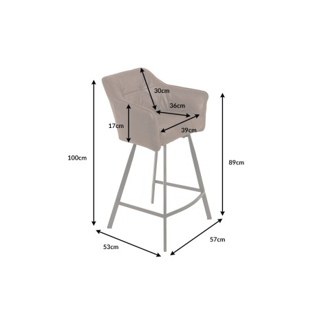 Chaise de bar LOFT accoudoirs microfibre brun ancien