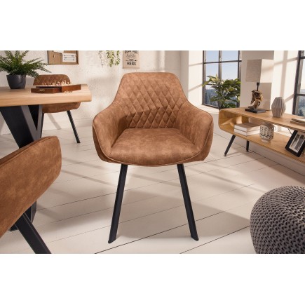 Chaise PALERMO accoudoirs microfibre brun clair - Lot de 2 2