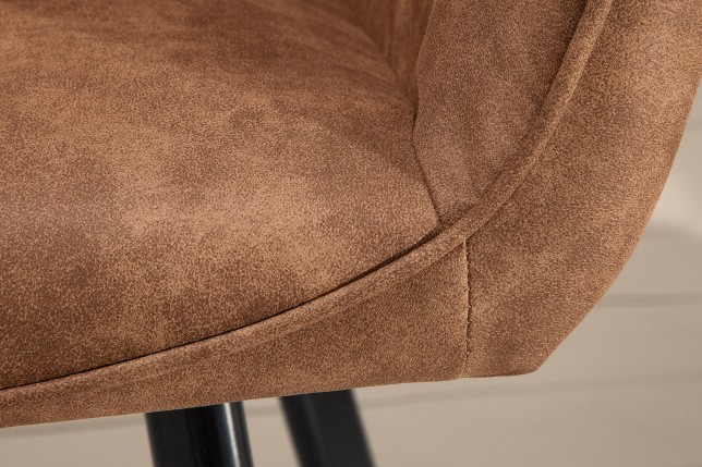 Chaise PALERMO accoudoirs microfibre brun clair - Lot de 2