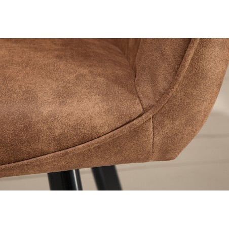 Chaise PALERMO accoudoirs microfibre brun clair - Lot de 2