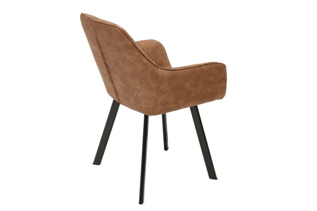 Chaise PALERMO accoudoirs microfibre brun clair - Lot de 2