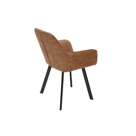 Chaise PALERMO accoudoirs microfibre brun clair - Lot de 2