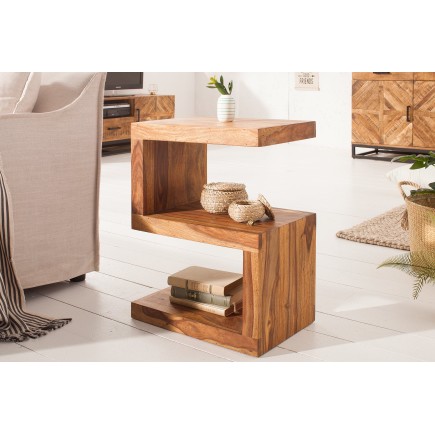 Table d'appoint étagère sheesham massif 60 cm