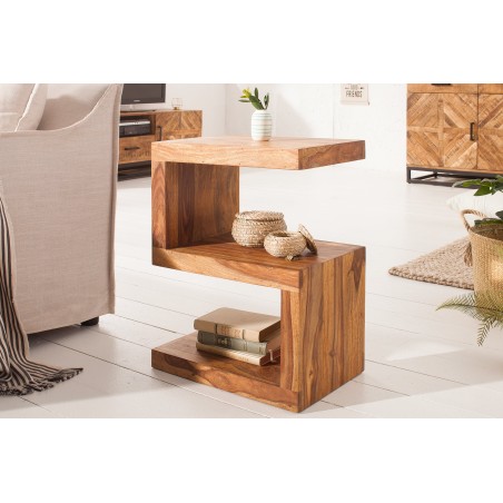 Table d'appoint étagère sheesham massif 60 cm