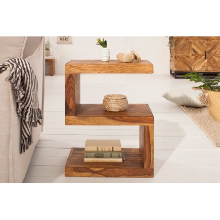 Table d'appoint étagère sheesham massif 60 cm 2