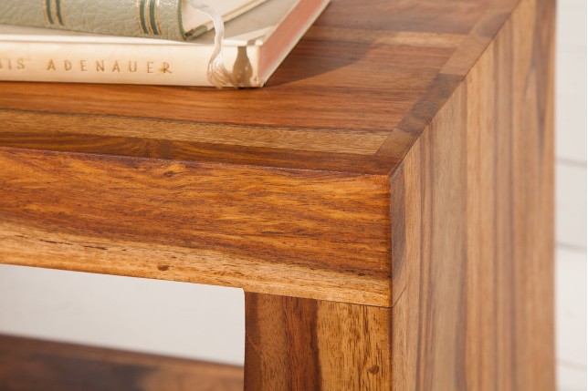 Table d'appoint étagère sheesham massif 60 cm