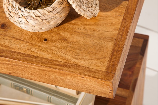 Table d'appoint étagère sheesham massif 60 cm