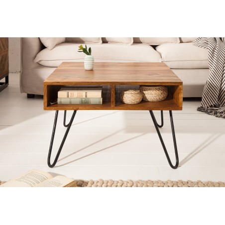 Table basse SCORPION 60cm sheesham massif vernis