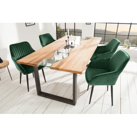 Chaise TURIN velours vert émeraude avec accoudoirs (lot 2)