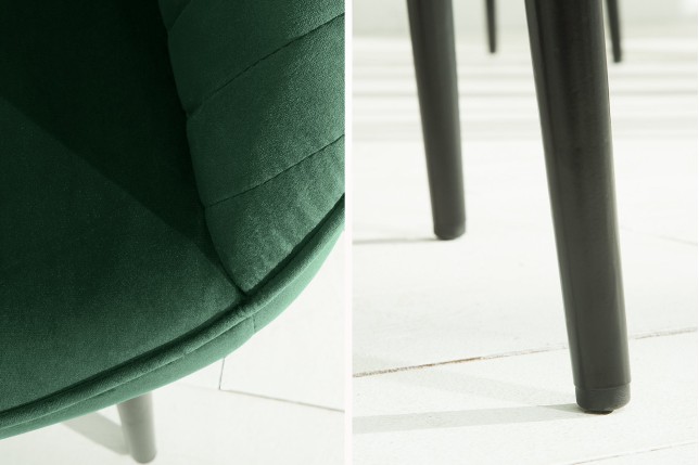 Chaise TURIN velours vert émeraude avec accoudoirs (lot 2)