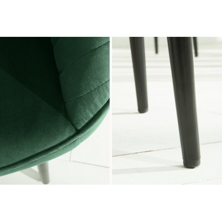 Chaise TURIN velours vert émeraude avec accoudoirs (lot 2)
