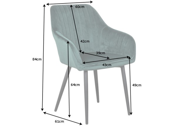 Chaise TURIN velours vert émeraude avec accoudoirs (lot 2)