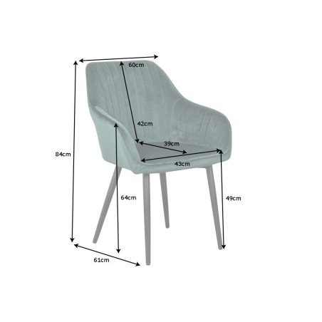 Chaise TURIN velours vert émeraude avec accoudoirs (lot 2)