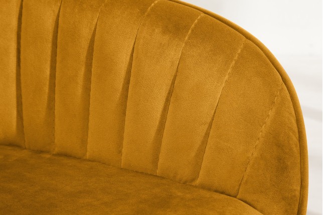 Chaise TURIN velours jaune moutarde avec accoudoirs - Lot de 2
