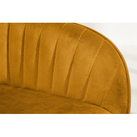 Chaise TURIN velours jaune moutarde avec accoudoirs - Lot de 2