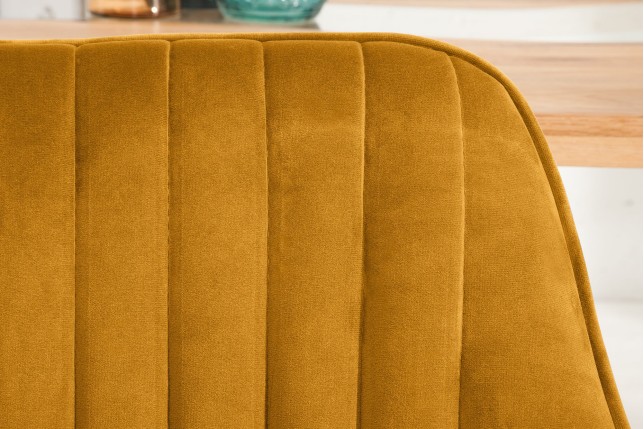 Chaise TURIN velours jaune moutarde avec accoudoirs - Lot de 2