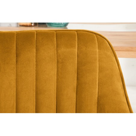 Chaise TURIN velours jaune moutarde avec accoudoirs - Lot de 2